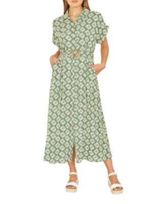 Women's Midi Shirt Dress With Matching Belt