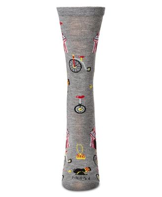 Women's "Circus Tent" Rayon Blend Novelty Crew Sock
