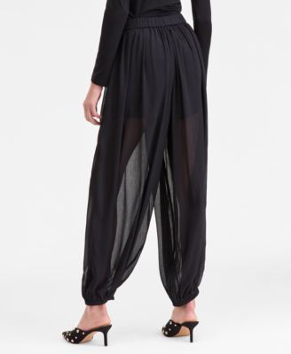 Women's Crinkle-Chiffon Balloon Joggers, Macy's Exclusive