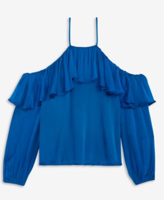 Women's Cold-Shoulder Long-Sleeve Ruffle Blouse, Macy's Exclusive