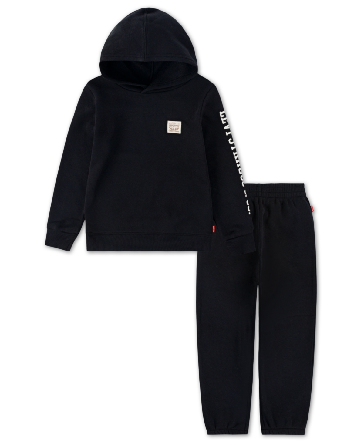 Levi's Boys 4-7 2 Piece Patch Long Sleeves Hoodie And Joggers Set In Black