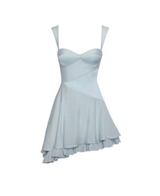 Women's Yaffa Baby Blue Asymmetrical Mini Dress