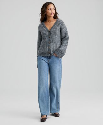 Petite Chunky V-Neck Cardigan Sweater, Macy's Exclusive