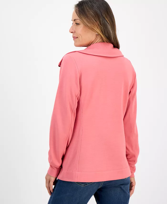 Petite Full-Zip Tunic Sweatshirt - thumbnail 4
