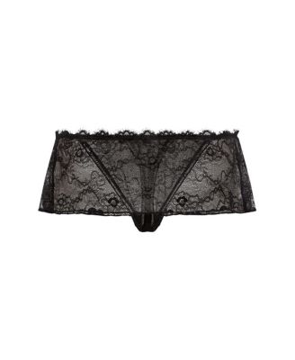 Women's Sexy Black Sheer Lace Skirt Open Thong
