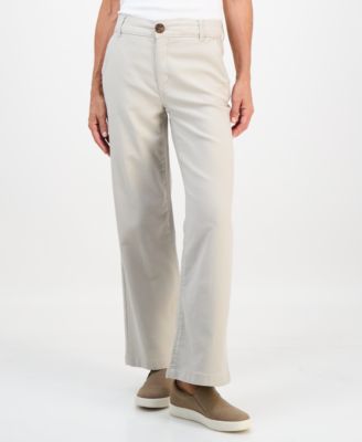 Petite Mid-Rise Dobby Twill Wide-Leg Pants, Exclusively at Macy's