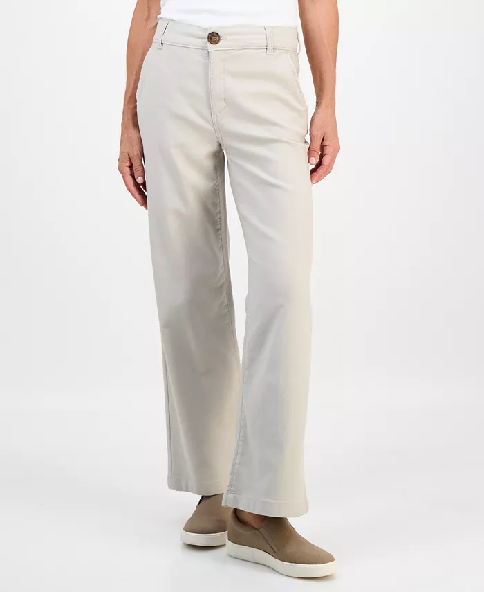Petite Mid-Rise Dobby Twill Wide-Leg Pants - thumbnail 8