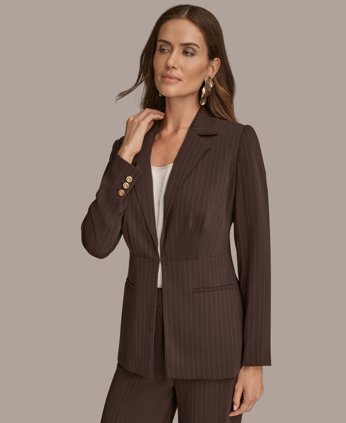 Donna Karan New York Women's Pinstripe Tie-Waist Jacket