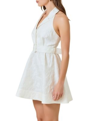 Women's Halter Belted Tailored Mini Dress