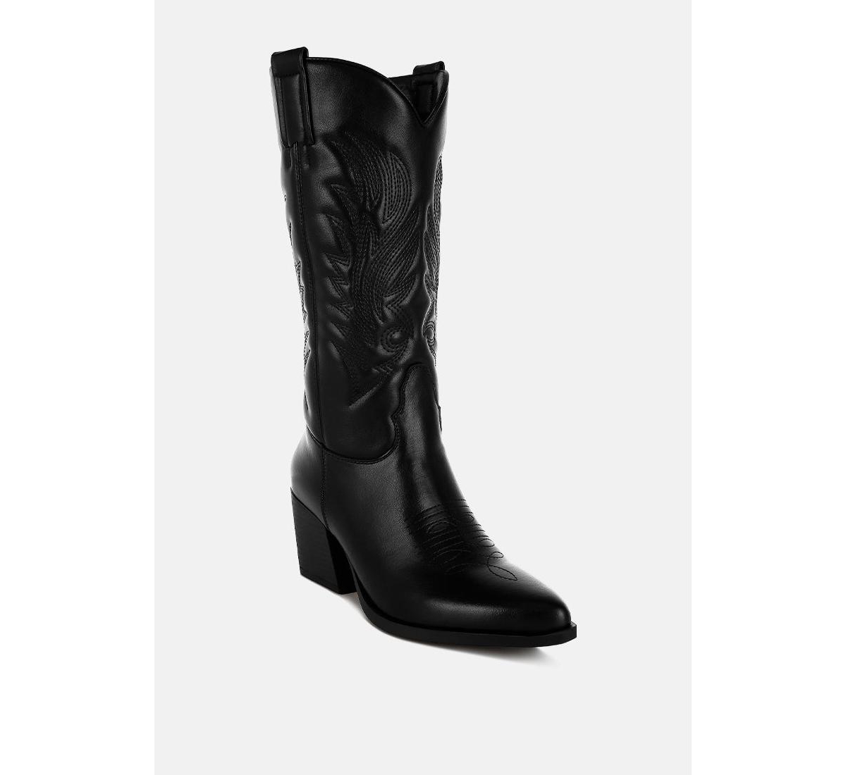 Saguaro Faux Leather Long Cowboy Boots Women