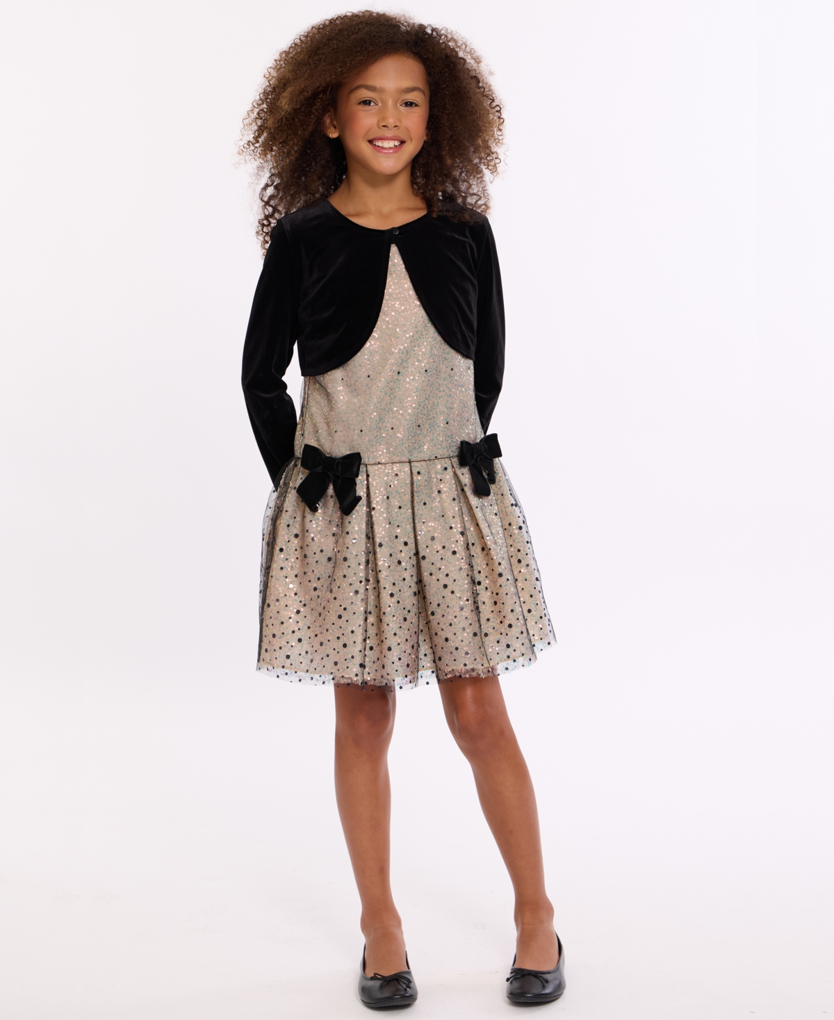 Bonnie Jean Kids' Girls 7-16 2-piece Sequin Dot Dress And Cardigan Set In Multi