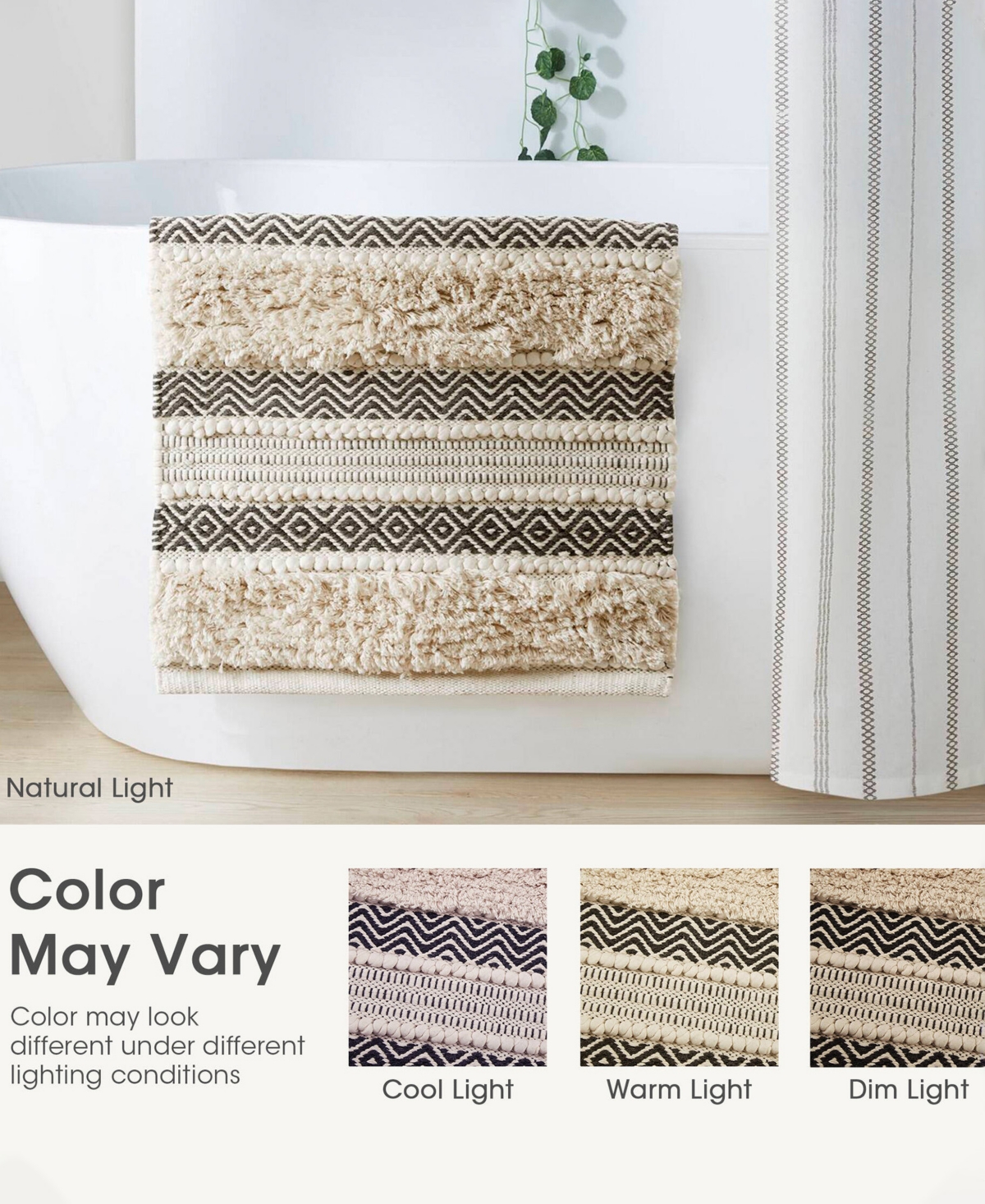 Ink+Ivy Asher Woven Texture Stripe Bath Rug