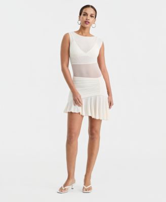 Women's Asymmetric Mesh Mini Dress