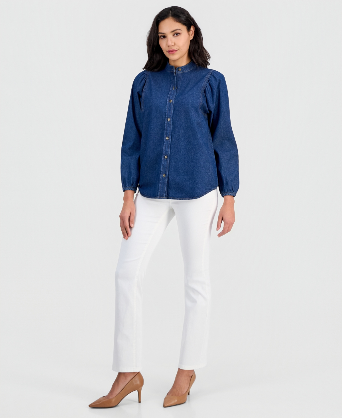 Anne Klein Women's Puff-Sleeve Button-Down Shirt