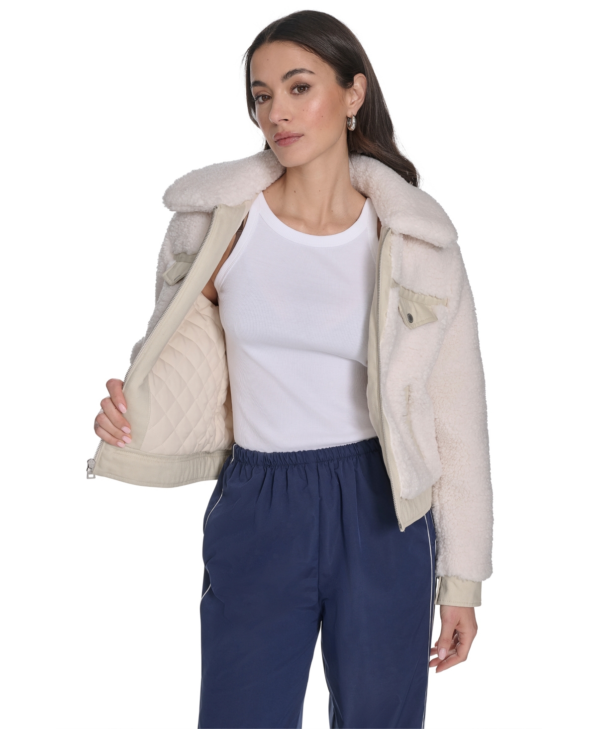 Levi's Women's Sherpa Zip-front Jacket In White