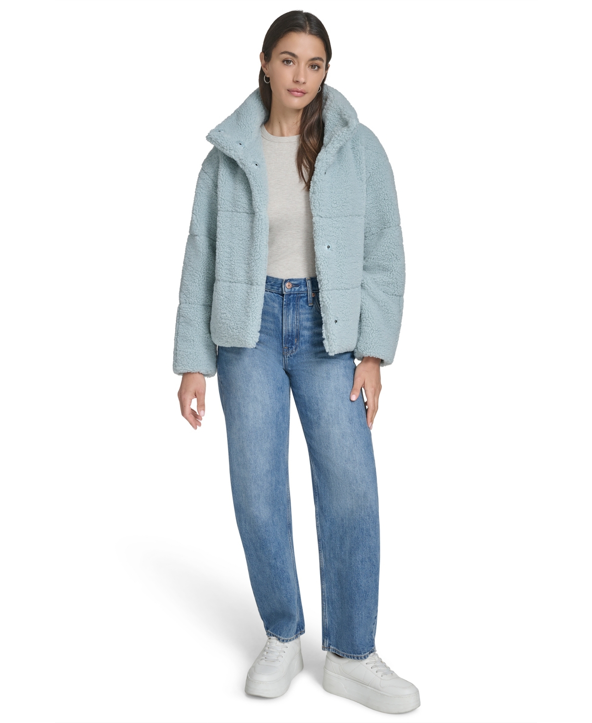 Levi's Quilted Faux Fur Short Teddy Jacket In Blue