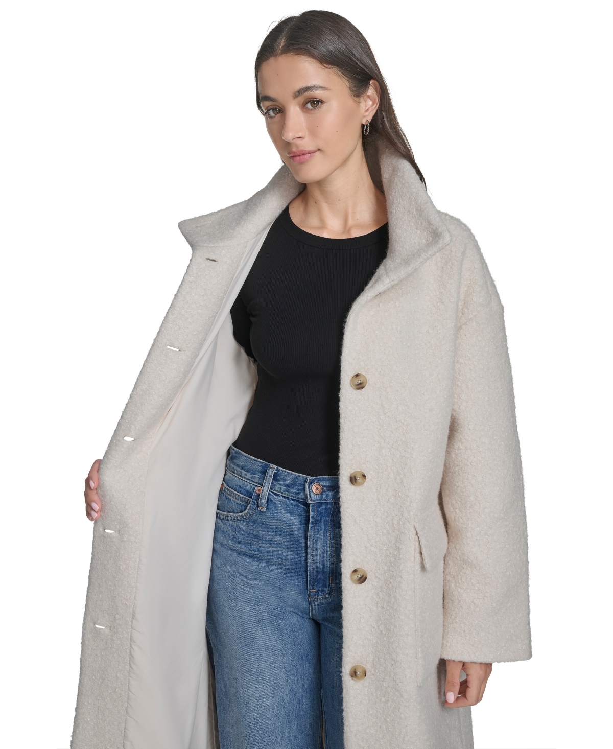 Levi's Women's Regular Boucle Stand Collar Car Coat In White