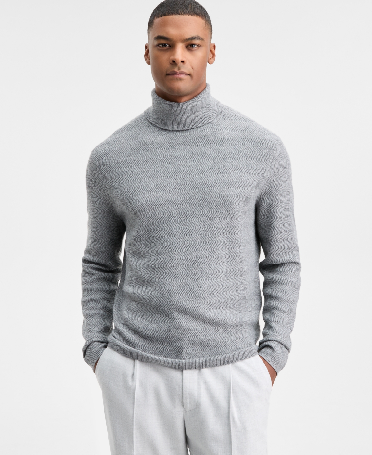 Alfani Men's Textured Zig-Zag Turtleneck Sweater, Macy's Exclusive
