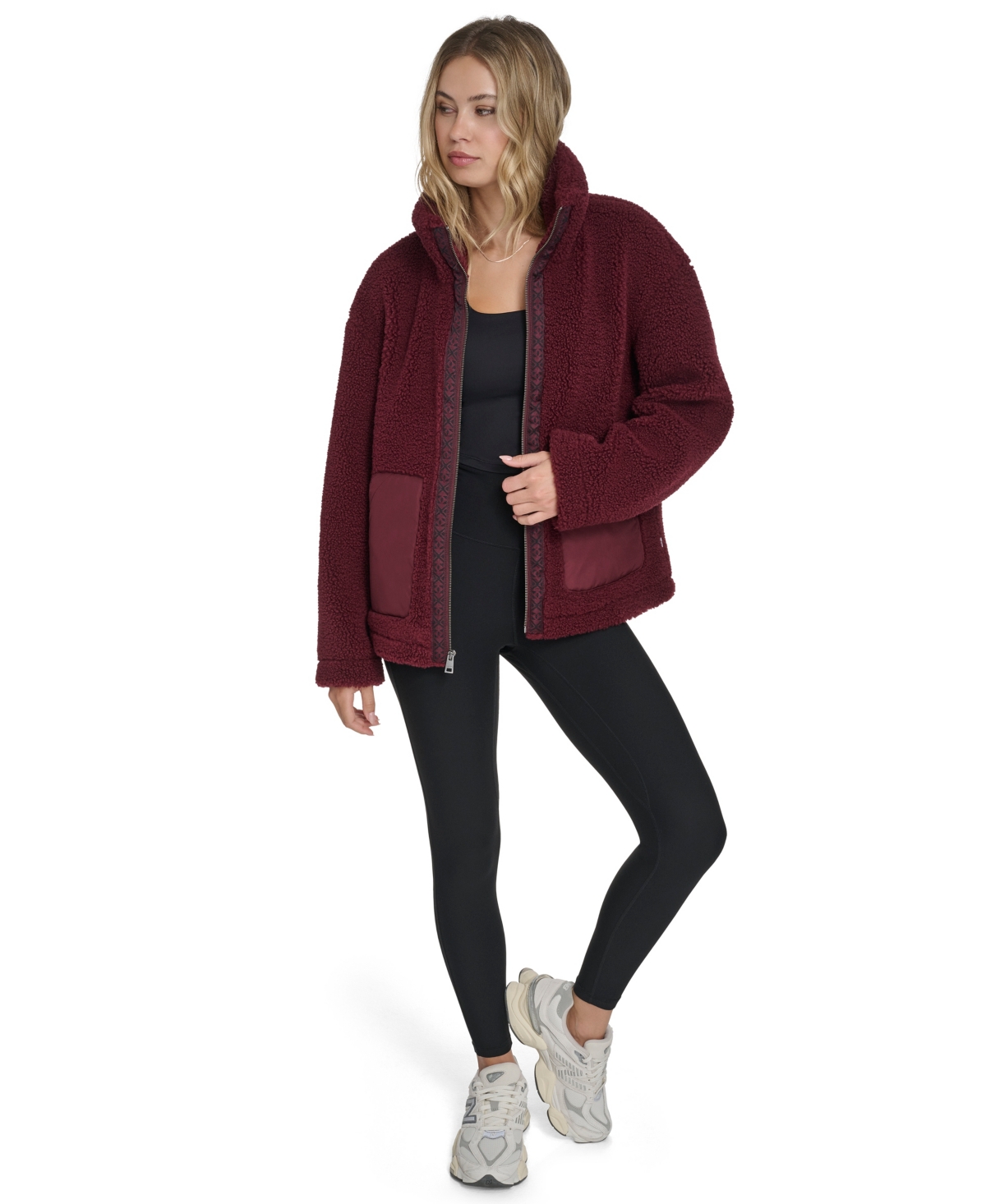 Levi's Women's Regular Stand Collar Sherpa Teddy Jacket In Burgundy