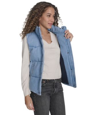 Women's Regular Western Stand Collar Puffer Vest Jacket