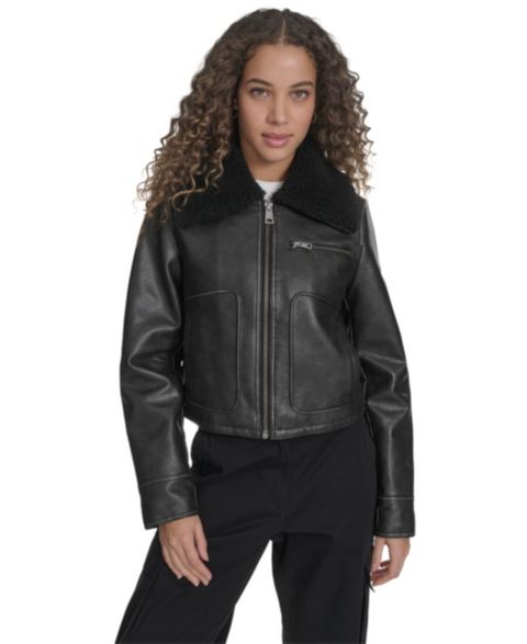 Женские куртки Levi's Regular Faux Leather Aviator Jacket