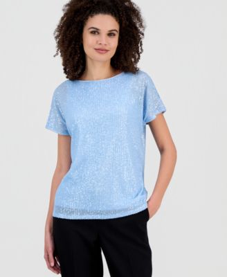 Anne Klein - Women's Short-Sleeve Sequin T-Shirt