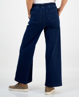 Petite Wide-Leg Utility Jeans, Macy's Exclusive