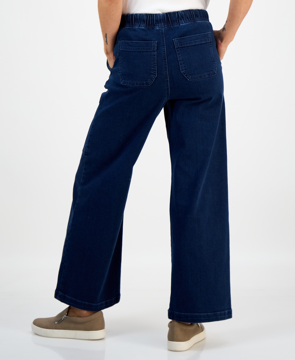 Style & Co Petite Wide-leg Utility Jeans, Macy's Exclusive In Blue