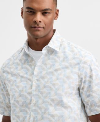 Men's Jesse Geo-Print Short-Sleeve Button Shirt, Macy's Exclusive