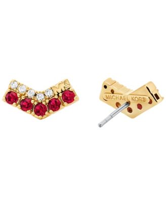 Gold Tone Pav&eacute; Stud Earrings