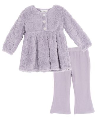 Girls' 2T-6X Heart Pattern Top and Solid Leggings, 2-Piece Set