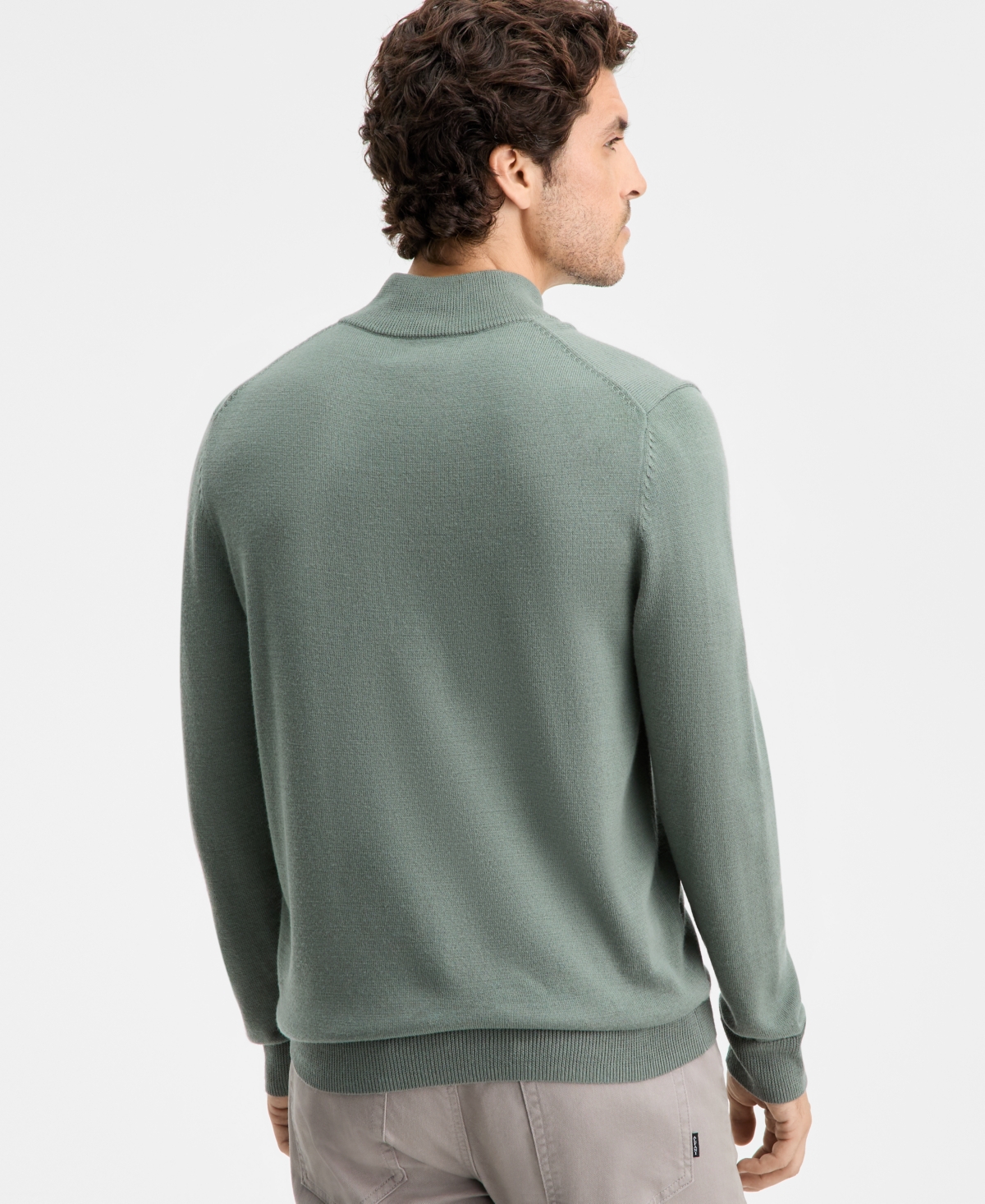 Alfani Men's Long-sleeve Half-zip Merino Sweater, Created For Macy's In Gray