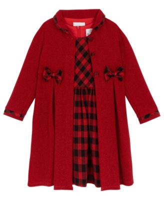 Girls' 2T-6X Long-Sleeve Coat and Dress, 2-Piece Set