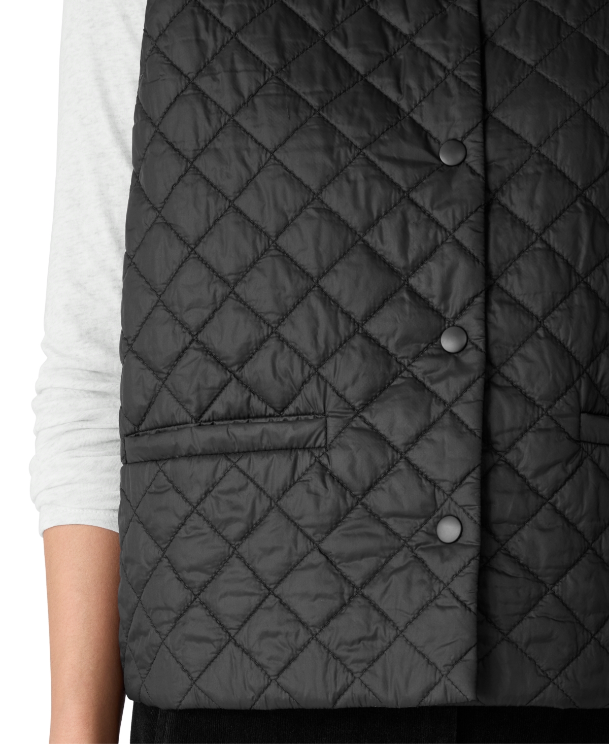 Eileen Fisher V-neck Quilted Vest In Black