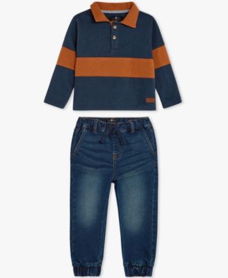 7 For All Mankind - Baby Boys 2-Piece Sporty Polo Top and Jeans Set