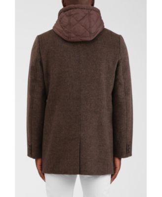 Men's Wool Blend Hoodie Coat