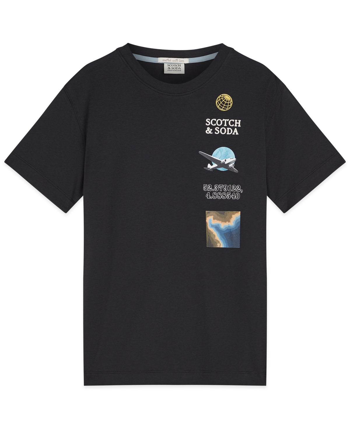 Scotch & Soda Boys 8-16 Graphic Print T-shirt In Black