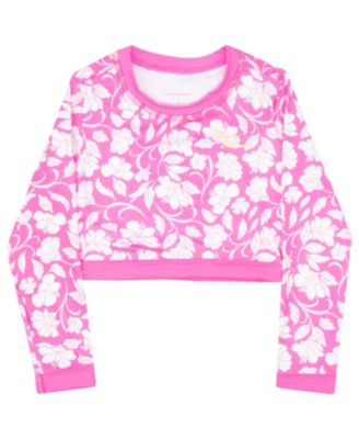 Big Girls Quick-Drying Long Sleeve Rash Guard and Bikini Bottom Swimsuit Outfit Set