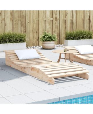 Sun Lounger Natural Pine Solid Pine Wood Large