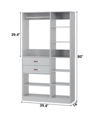 8FT Walk In Closet Organizer with 3 Shelving Towers, Heavy Duty Clothes Rack with 3 Drawers