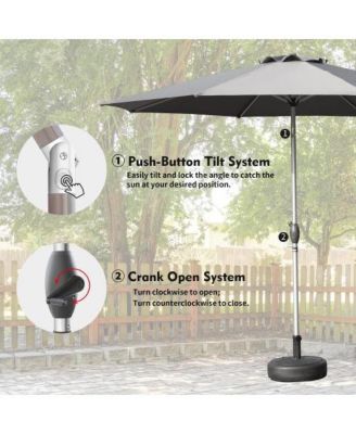 10ft Gray Outdoor Patio Umbrella with Crank and Tilt for Garden and Pool