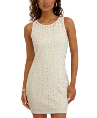 Women's Studded Sleeveless Crew Neck Dress