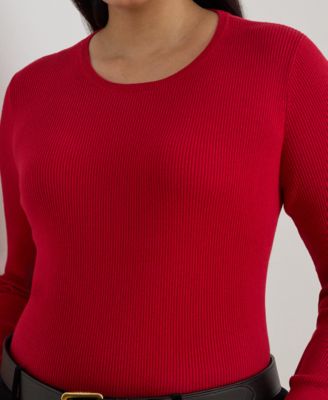 Plus Size Rib-Knit Crew Neck Sweater