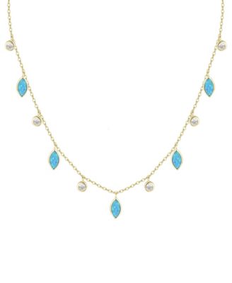 Drops of Spring Necklace with Lab-Grown Opal in 14k Gold Plated Sterling Silver