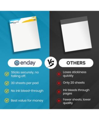 Sticky Easel Pads 25"x30" 2 Pack – Self Stick Chart Paper, Anchor Chart for Teachers, Flip Chart Easel Paper, 30 Sheets Per Pad, Large White