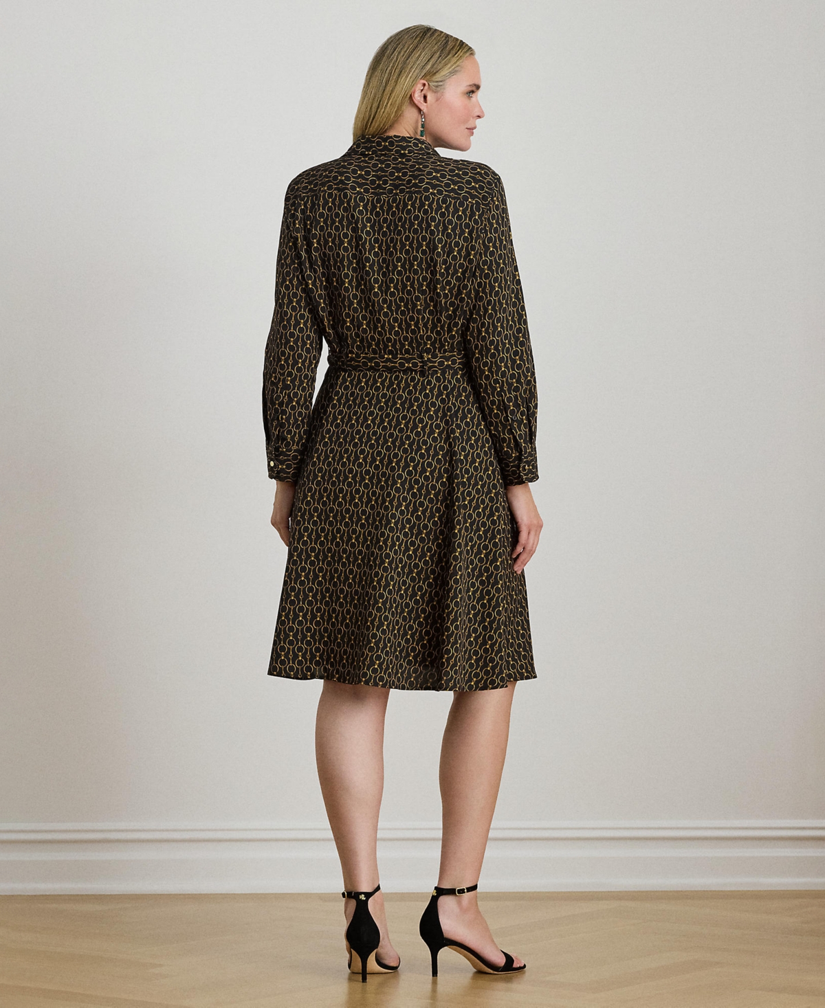 Lauren Ralph Lauren Plus Size Chain-Print Crepe Shirt-Dress