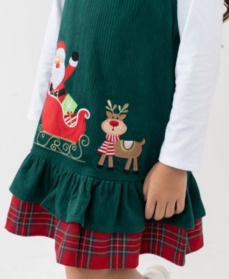 Girls' 2T-6X Long-Sleeve Top and Applique Detail Jumper, 2-Piece Set