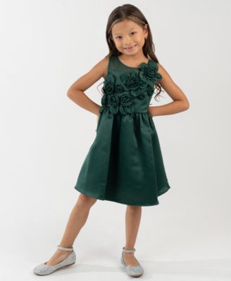 Rare Editions - Girls 2T-6X 3D Flower Applique Dress