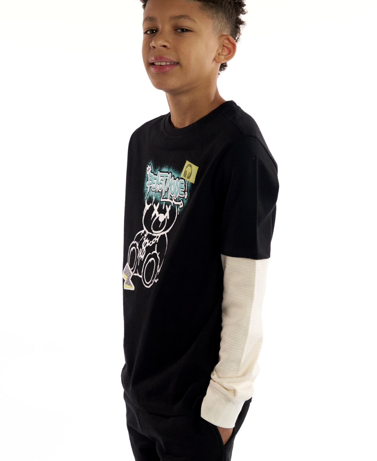 Sovereign Code Boys 5-20 Harper Twofer Graphic Layered T-shirt In Black
