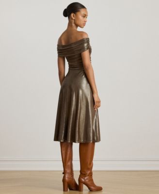 Women's Metallic Off-The-Shoulder Cocktail Dress
